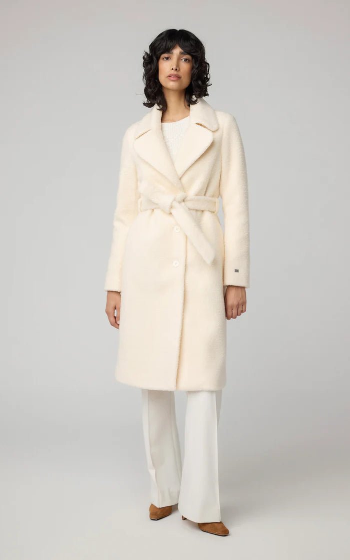 SOIA&KYO MONIQUE - Semi - Fitted Wool Blend Sherpa Coat With Bib & Hood - Boutique Bubbles