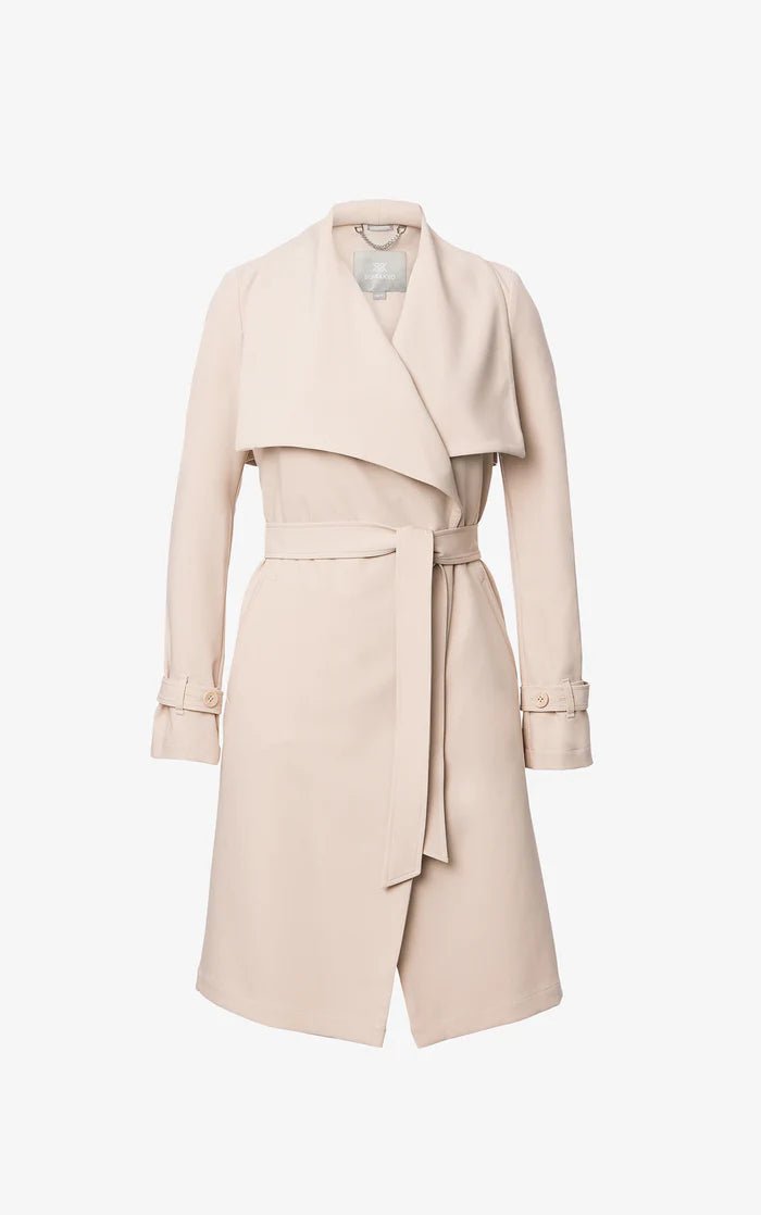 SOIA&KYO OLIVIA - Relaxed-Fit Belted Trench With Cascade Collar - Boutique Bubbles