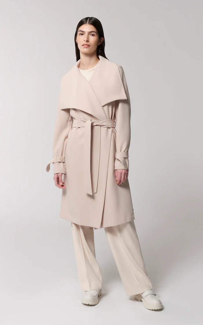 SOIA&KYO OLIVIA - Relaxed-Fit Belted Trench With Cascade Collar - Boutique Bubbles