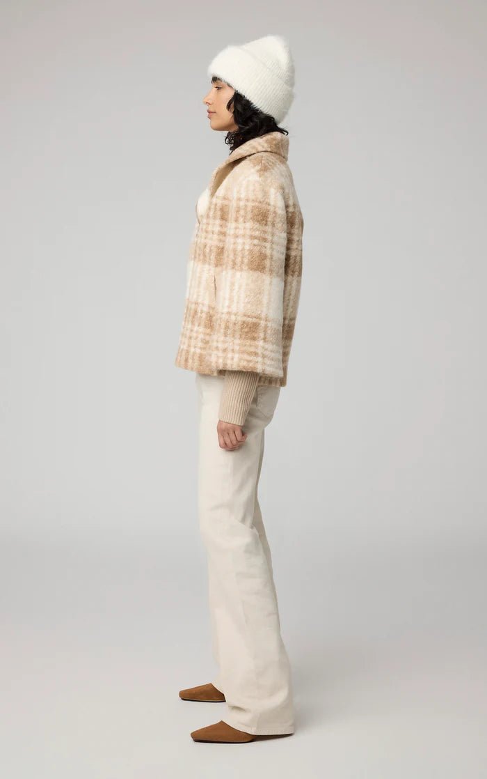 SOIA&KYO PAULINE - Relaxed - Fit Plaid Jacket With Biker Collar - Boutique Bubbles