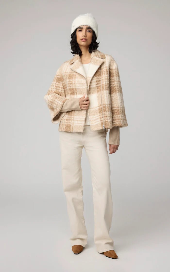 SOIA&KYO PAULINE - Relaxed - Fit Plaid Jacket With Biker Collar - Boutique Bubbles