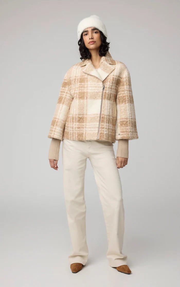 SOIA&KYO PAULINE - Relaxed - Fit Plaid Jacket With Biker Collar - Boutique Bubbles