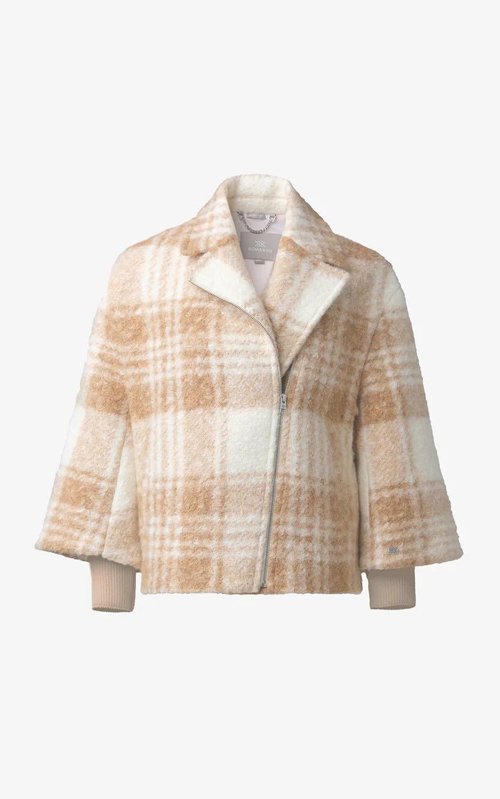 SOIA&KYO PAULINE - Relaxed - Fit Plaid Jacket With Biker Collar - Boutique Bubbles