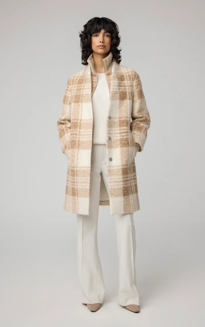 SOIA&KYO SAMANTHA - Straight - Fit Plaid Coat With Bib - Boutique Bubbles