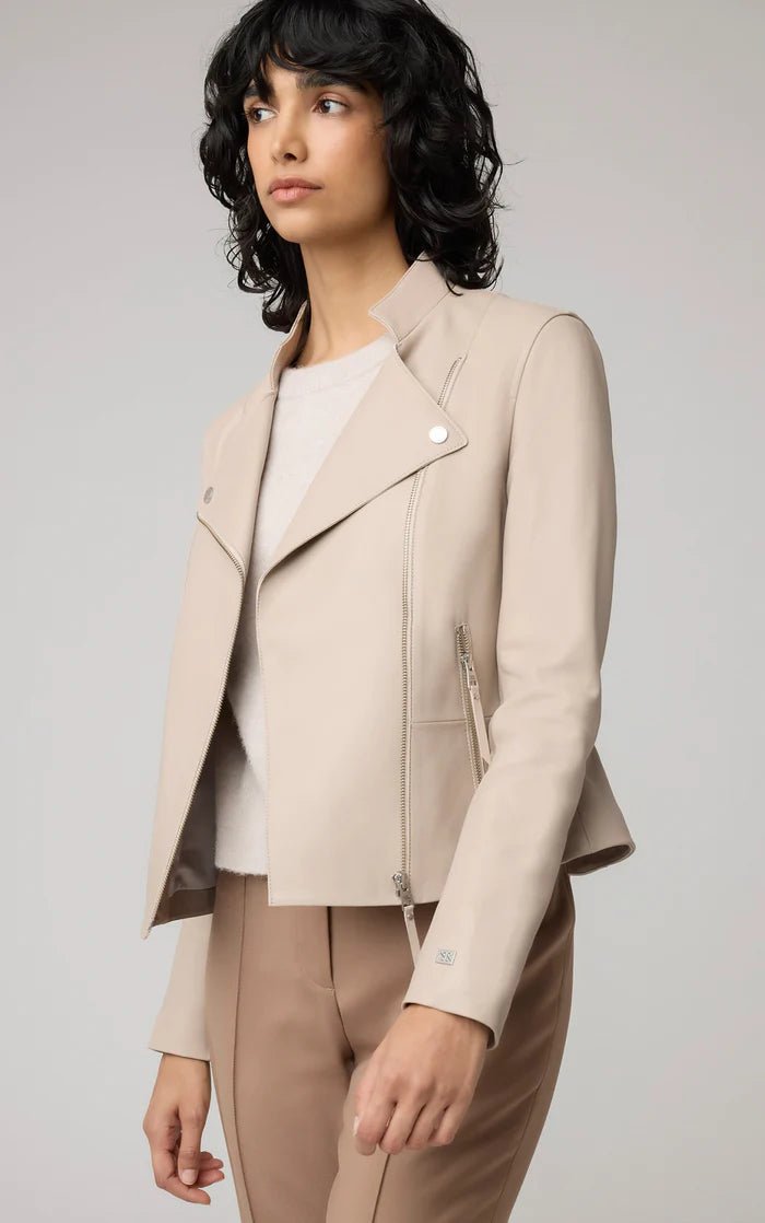 SOIA&KYO SASKIA - L - Slim - Fit Leather Jacket With Stand Collar - Boutique Bubbles