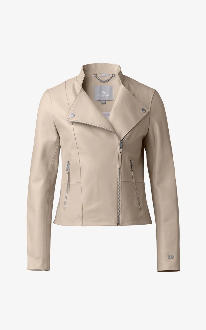 SOIA&KYO SASKIA - L - Slim - Fit Leather Jacket With Stand Collar - Boutique Bubbles