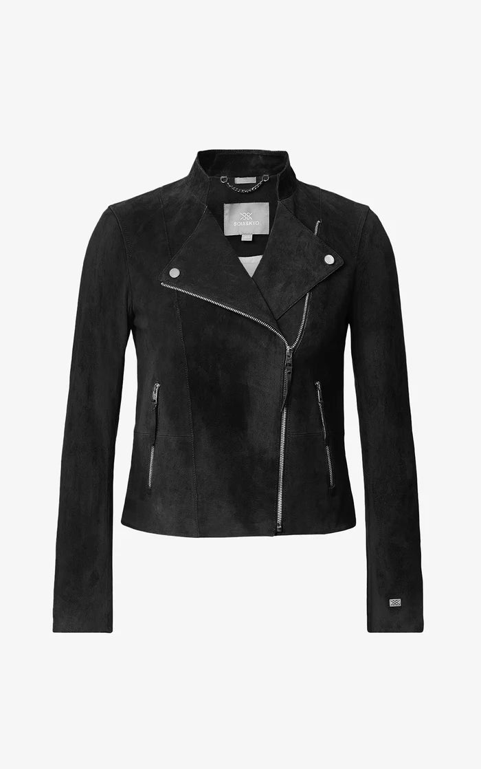 SOIA&KYO SASKIA - Slim - Fit Suede Jacket With Stand Collar - Boutique Bubbles