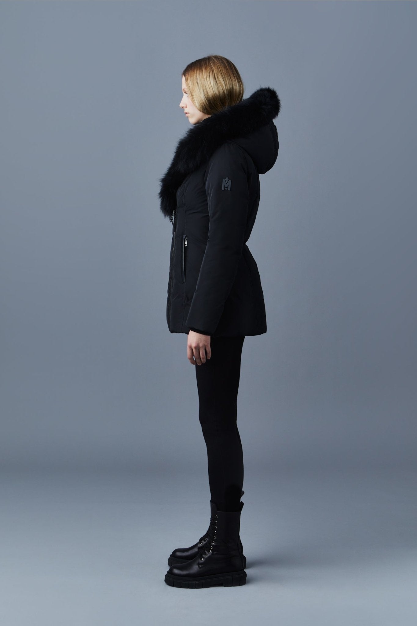 MACKAGE ADALI-BX - down coat with signature blue fox fur collar - Boutique Bubbles