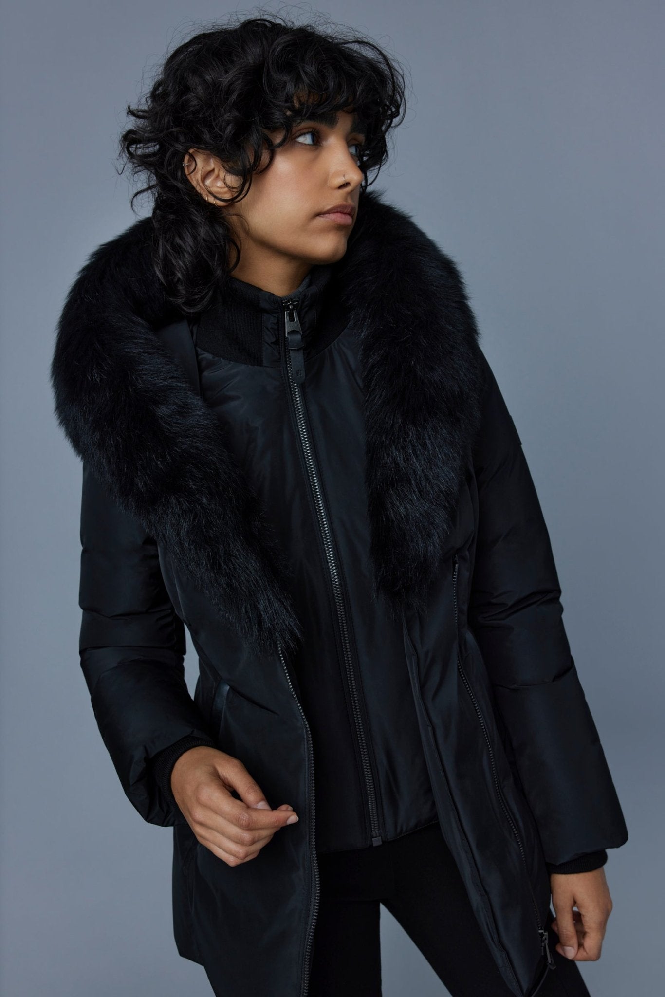 MACKAGE ADALI-SH down coat with sheepskin signature mackage collar - Boutique Bubbles