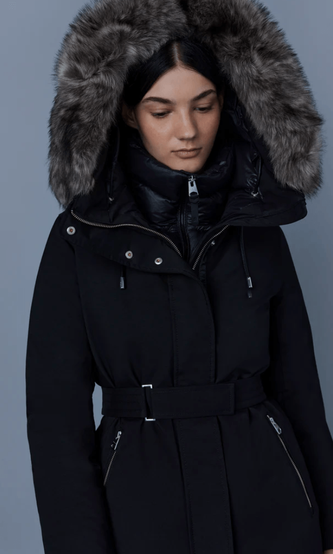 MACKAGE JENI-SH - down parka with removable bib un sheepskin trim - Boutique Bubbles