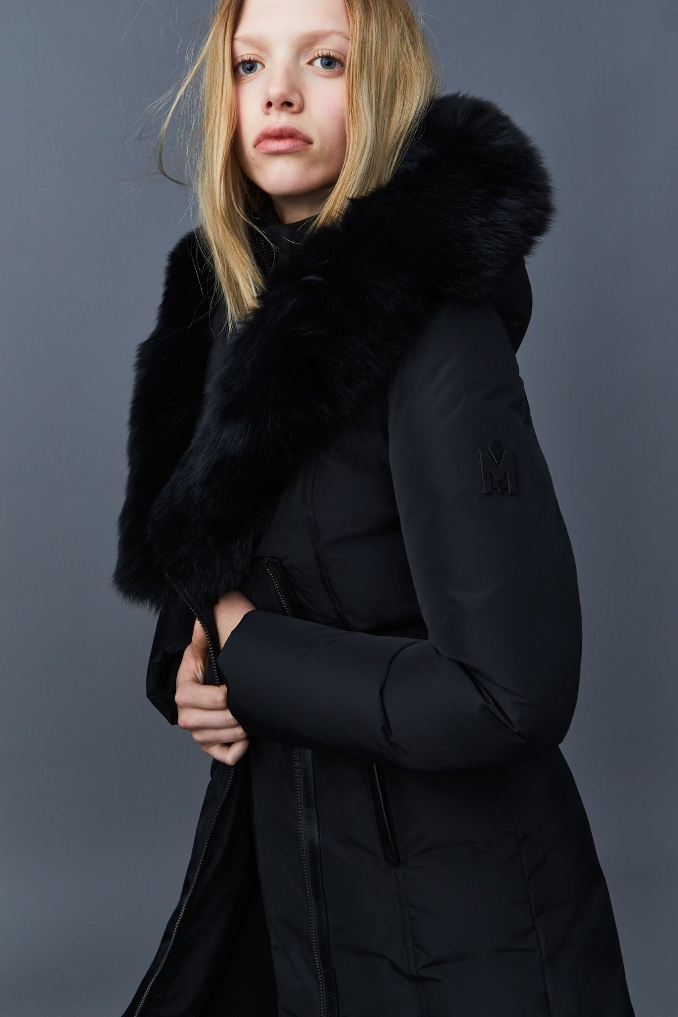 MACKAGE KAY-BX-down-coat-with-blue-fox-fur-signature-mackage-collar - Boutique Bubbles