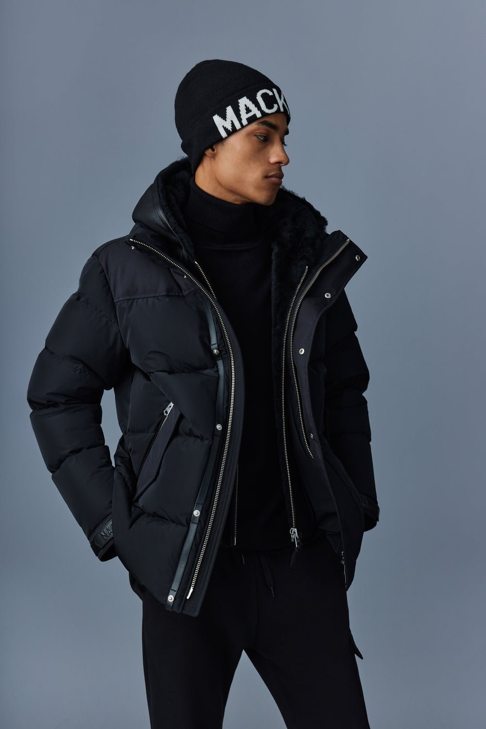 MACKAGE RILEY - down jacket with removable shearling bib - Boutique Bubbles