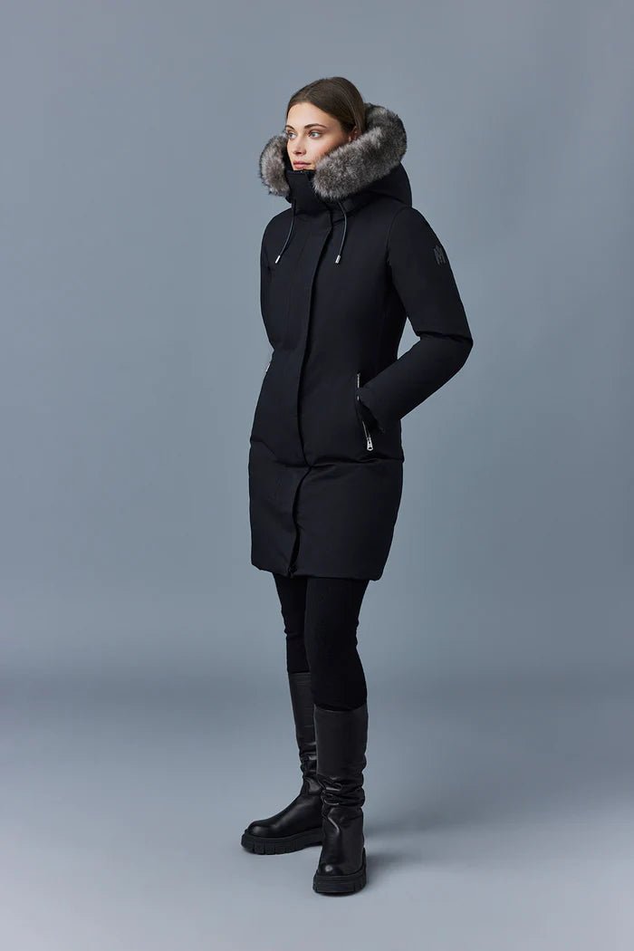 MACKAGE SHILOH-SH - 2-in-1 fitted down coat with removable bib and sheepskin - Boutique Bubbles