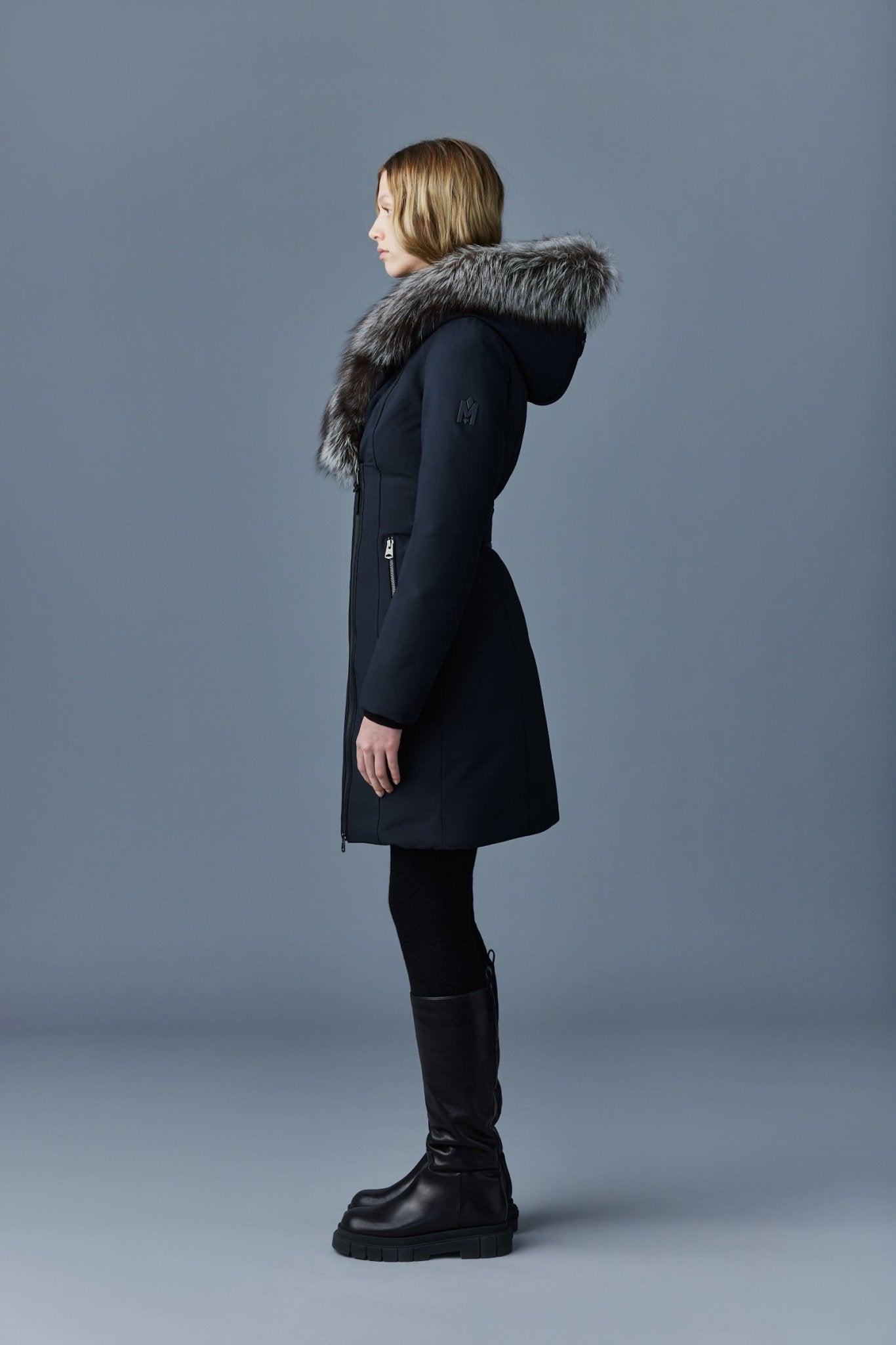 MACKAGE TRISH-X - down coat with silverfox fur trimmed collar & hood - Boutique Bubbles